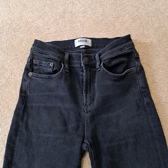 AGOLDE Jeans Women's 25 Black Wash Denim Sophie Skinny Ankle - Picture 2 of 12